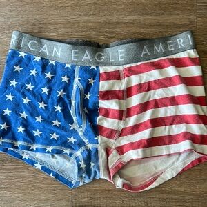 American Eagle Outfitters Men's Red and Blue Boxer Briefs